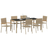 Garden Dining Set 7 pcs Beige, Black 190 x 90 x 75 cm