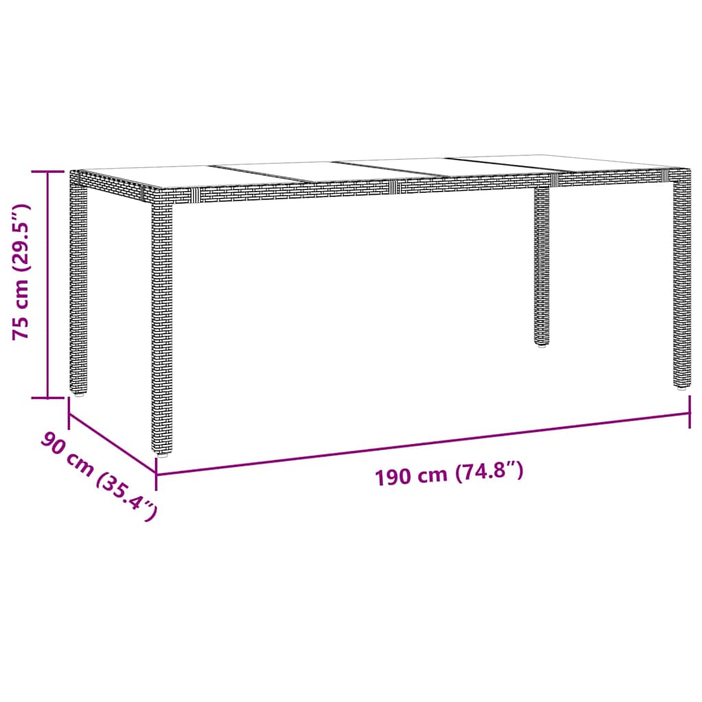 Garden Dining Set 7 pcs Beige, Black 190 x 90 x 75 cm