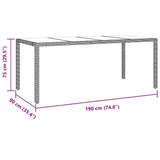 Garden Dining Set 7 pcs Beige, Black 190 x 90 x 75 cm