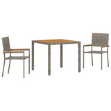 Garden Dining Set 3 pcs Grey 90 x 90 x 75 cm Poly Rattan