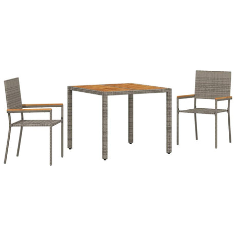 Garden Dining Set 3 pcs Grey 90 x 90 x 75 cm Poly Rattan