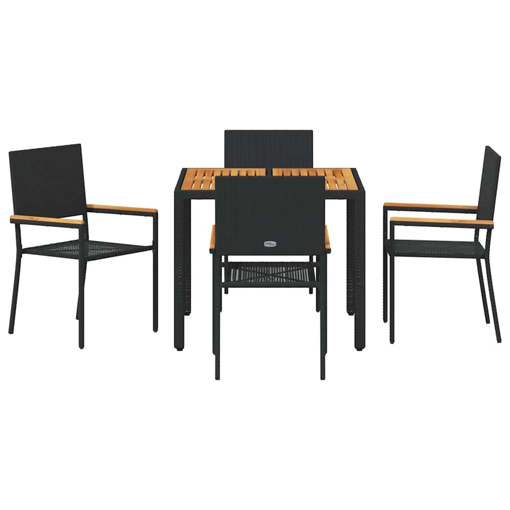 Garden Dining Set 5 pcs Black and Brown 90 x 90 x 75 cm