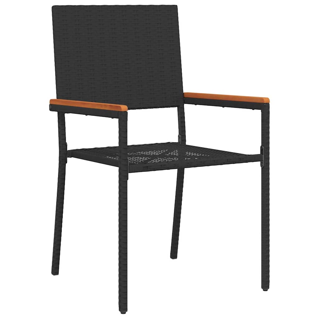 Garden Dining Set 5 pcs Black and Wood 150 x 90 x 75 cm