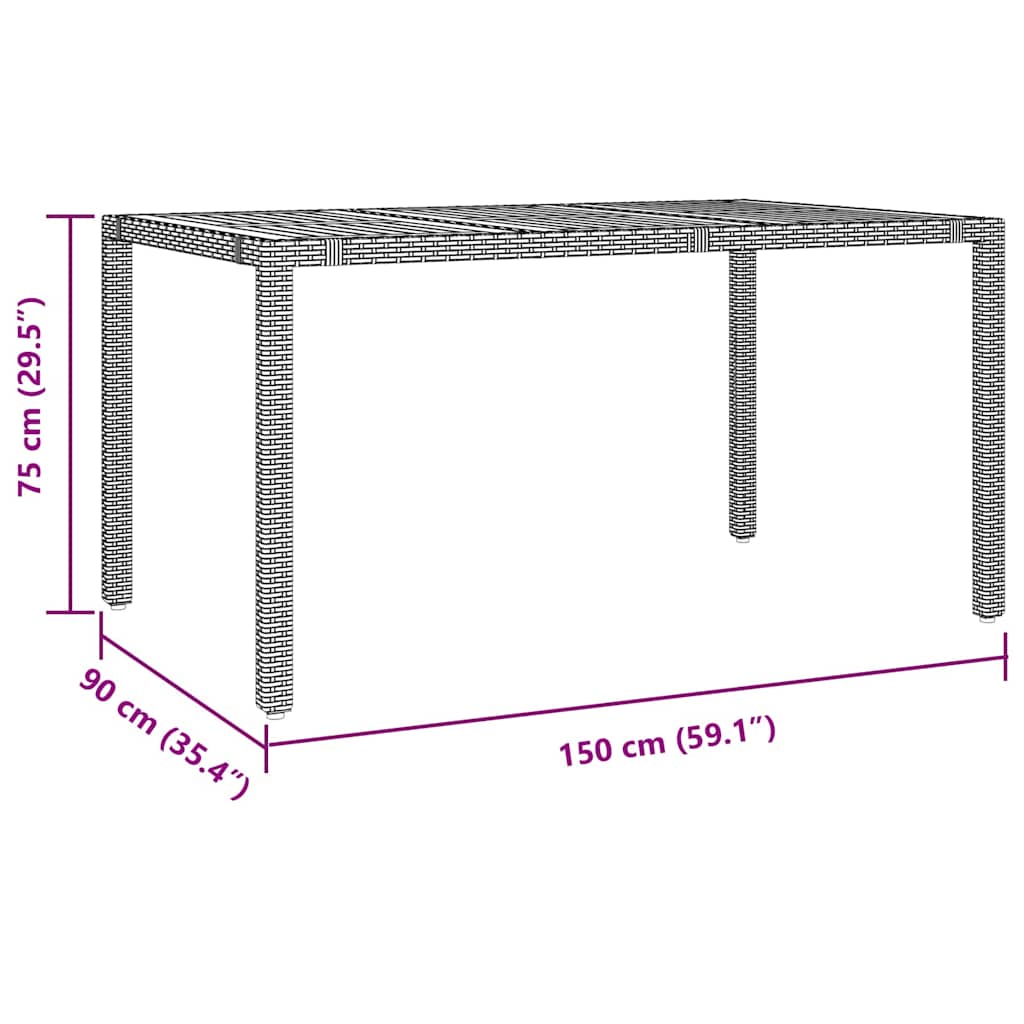 Garden Dining Set 5 pcs Black and Wood 150 x 90 x 75 cm