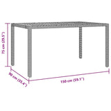 Garden Dining Set 5 pcs Black and Wood 150 x 90 x 75 cm