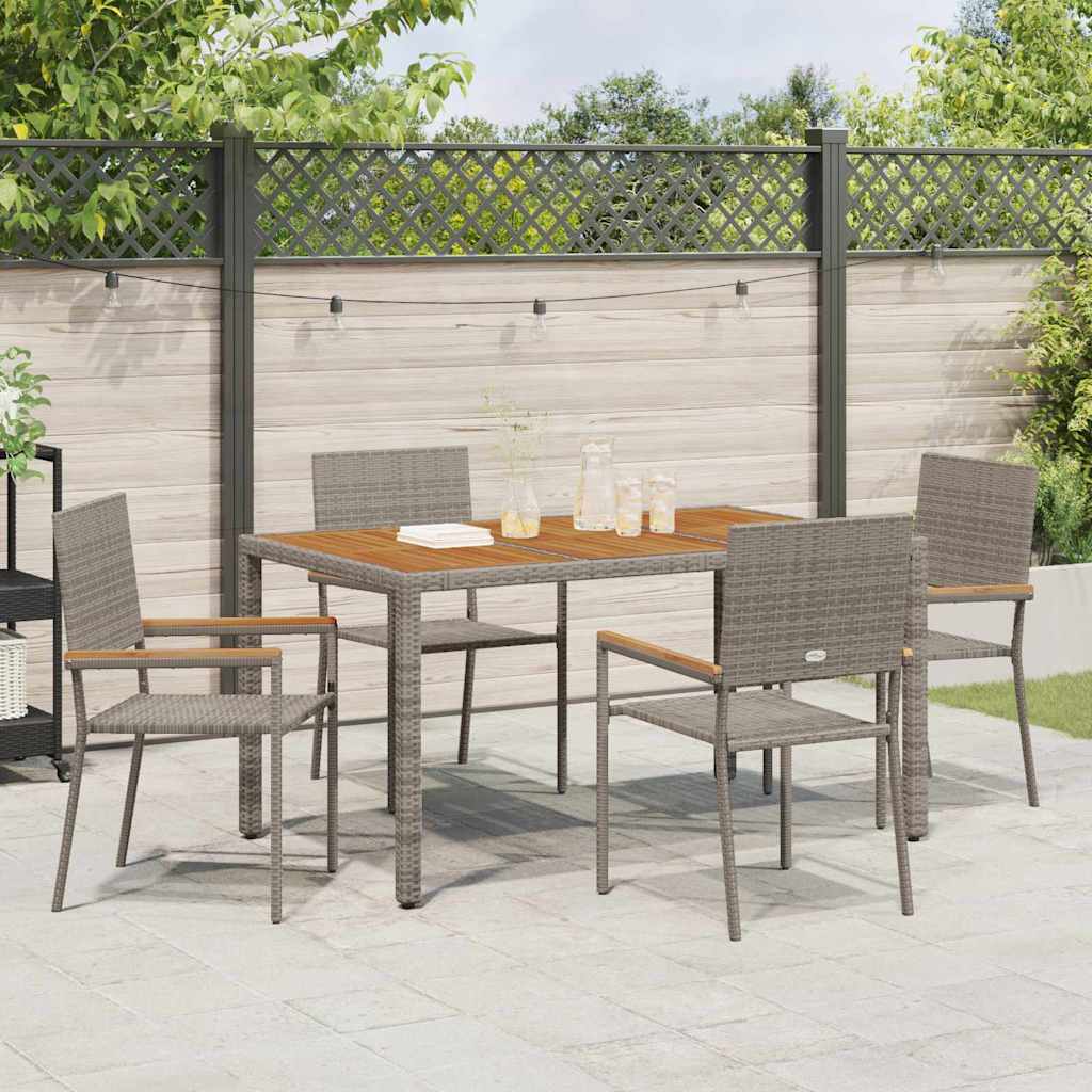 Garden Dining Set 5 pcs Grey Poly Rattan