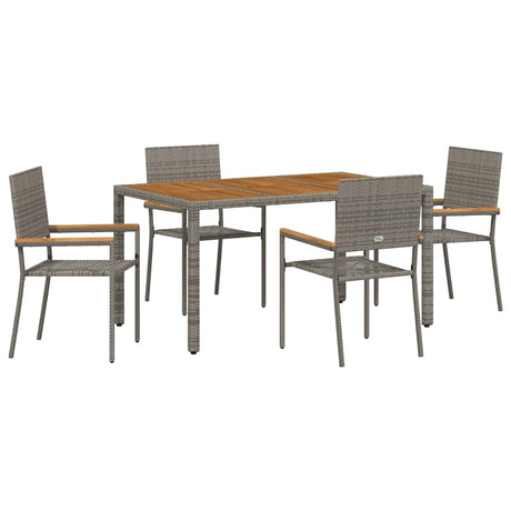 Garden Dining Set 5 pcs Grey Poly Rattan