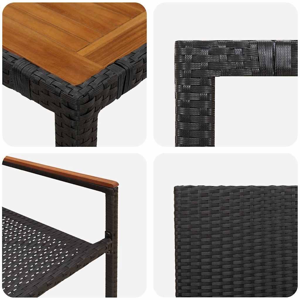 Garden Dining Set 9 pcs Black and Brown 190 x 90 x 75 cm
