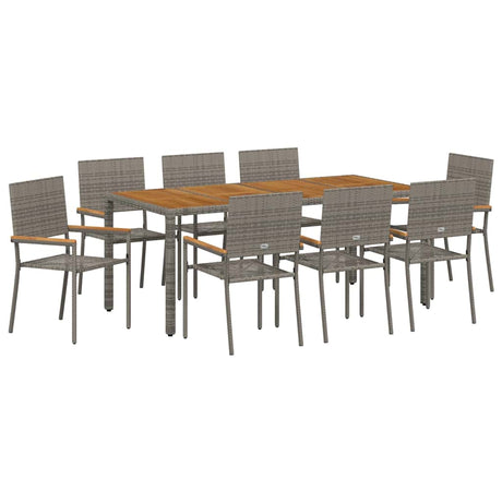 Garden Dining Set 9 pcs Grey 190 x 90 x 75 cm Poly Rattan