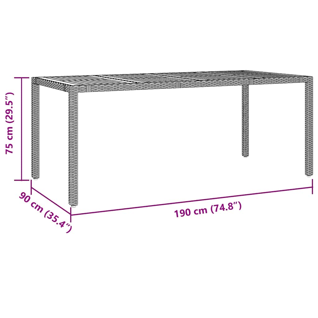 Garden Dining Set 9 pcs Grey 190 x 90 x 75 cm Poly Rattan