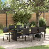 Garden Dining Set 9 pcs Black Poly rattan