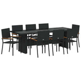 Garden Dining Set 9 pcs Black Poly rattan