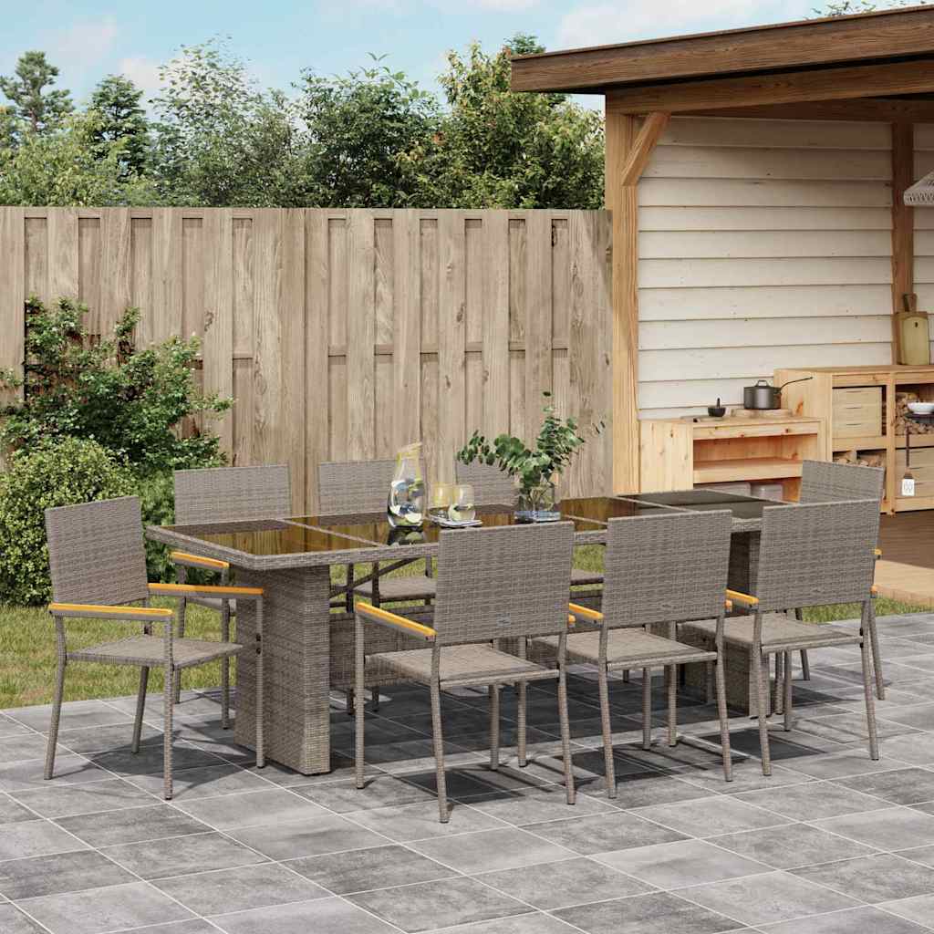 Garden Dining Set 9 pcs Grey Poly rattan