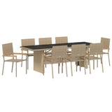 Garden Dining Set 9 pcs Beige Poly rattan