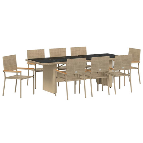 Garden Dining Set 9 pcs Beige Poly rattan