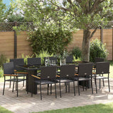 Garden Dining Set 11 pcs Black Poly rattan