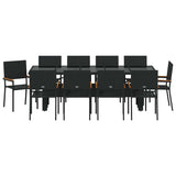 Garden Dining Set 11 pcs Black Poly rattan