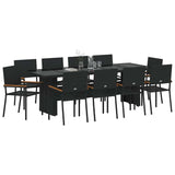 Garden Dining Set 11 pcs Black Poly rattan