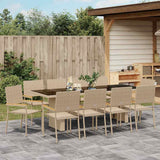 Garden Dining Set 11 pcs Beige Poly rattan