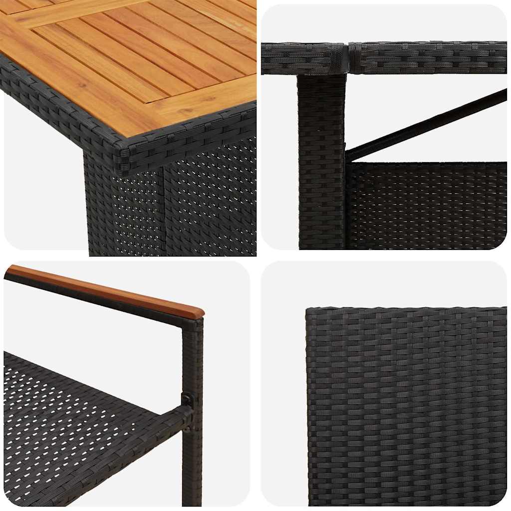 Garden Dining Set 9 pcs Black Poly rattan