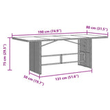 Garden Dining Set 7 pcs Grey 190 x 80 x 75 cm Poly Rattan