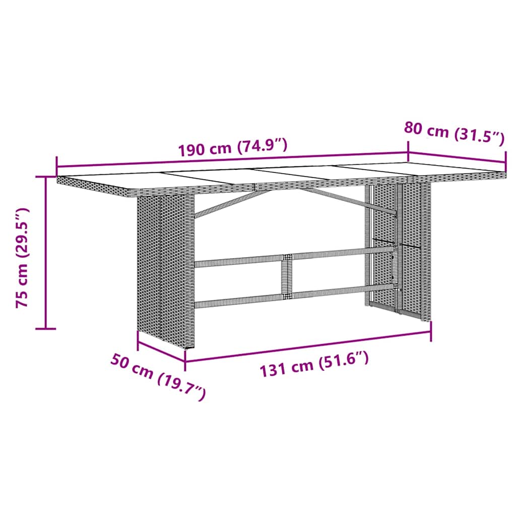 Garden Dining Set 9 pcs Grey 190 x 80 x 75 cm Poly Rattan