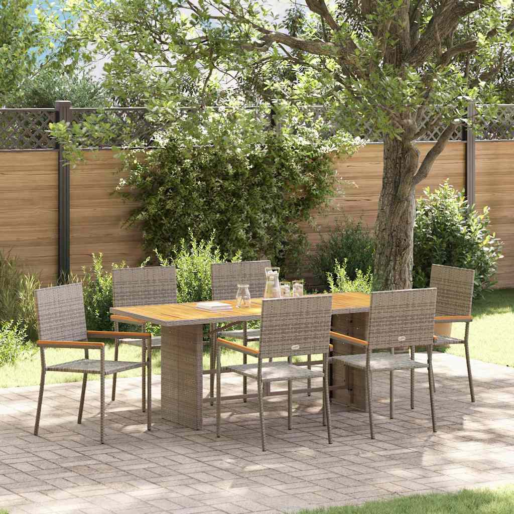 Garden Dining Set 7 pcs Grey 190 x 80 x 75 cm Poly Rattan
