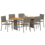 Garden Dining Set 7 pcs Grey 190 x 80 x 75 cm Poly Rattan