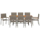 Garden Dining Set 9 pcs Grey 190 x 80 x 75 cm Poly Rattan