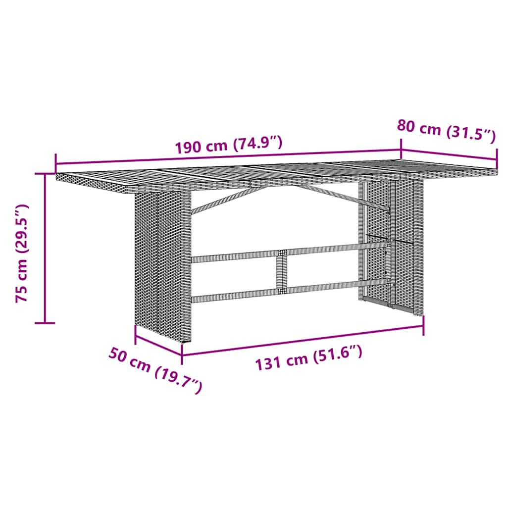 Garden Dining Set 9 pcs Grey 190 x 80 x 75 cm Poly Rattan