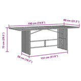 Garden Dining Set 9 pcs Grey 190 x 80 x 75 cm Poly Rattan
