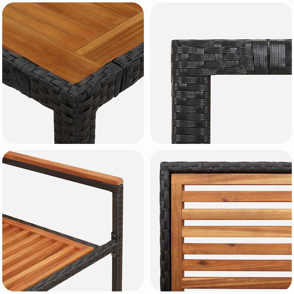 Garden Dining Set 3 pcs Black 90 x 90 x 75 cm Poly Rattan