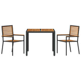 Garden Dining Set 3 pcs Black 90 x 90 x 75 cm Poly Rattan