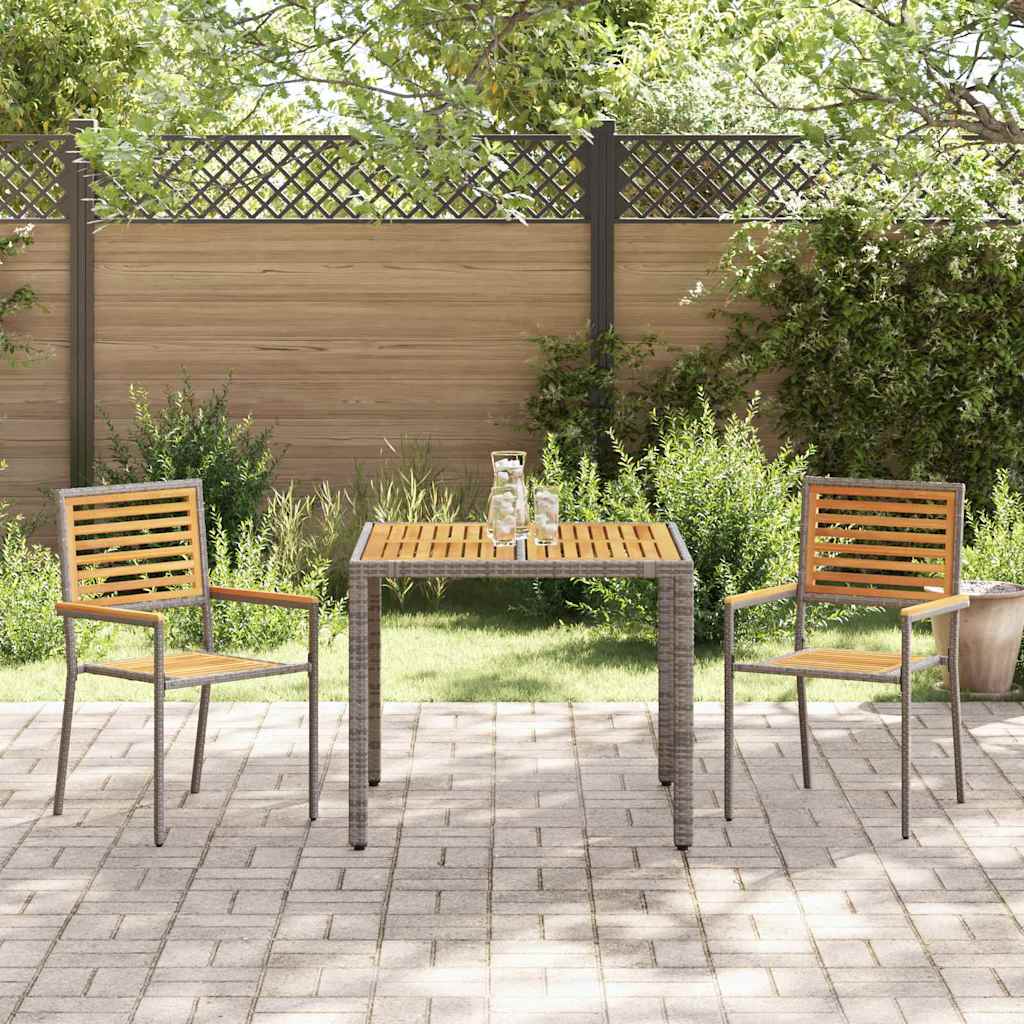 Garden Dining Set 3 pcs Grey Poly Rattan