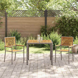 Garden Dining Set 3 pcs Grey Poly Rattan