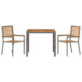 Garden Dining Set 3 pcs Grey Poly Rattan