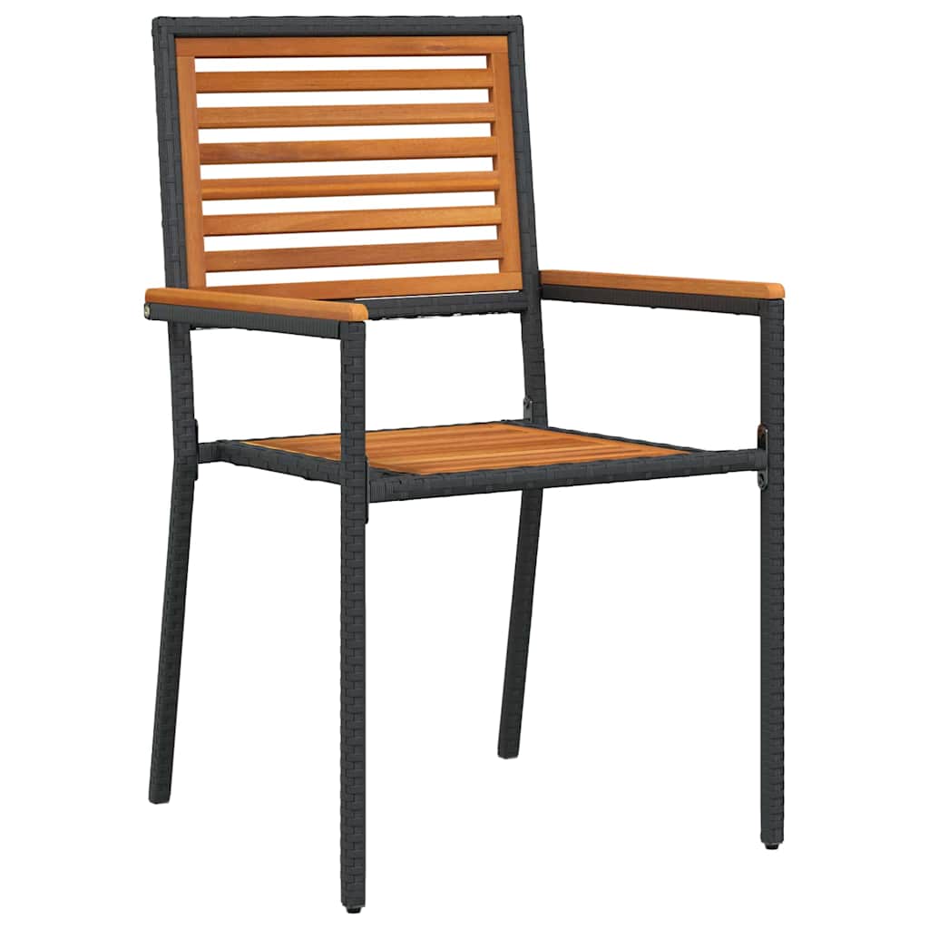 Garden Dining Set 5 pcs Black and Wood 90 x 90 x 75 cm