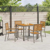 Garden Dining Set 5 pcs Grey Poly Rattan