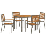 Garden Dining Set 5 pcs Grey Poly Rattan