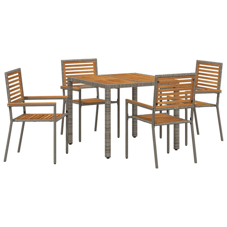Garden Dining Set 5 pcs Grey Poly Rattan