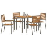 Garden Dining Set 5 pcs Grey Poly Rattan