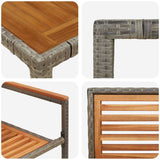 Garden Dining Set 5 pcs Grey and Brown Poly Rattan