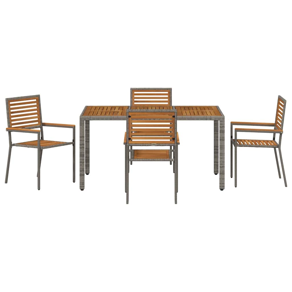 Garden Dining Set 5 pcs Grey and Brown Poly Rattan