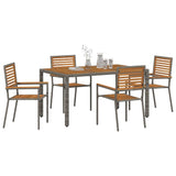 Garden Dining Set 5 pcs Grey and Brown Poly Rattan