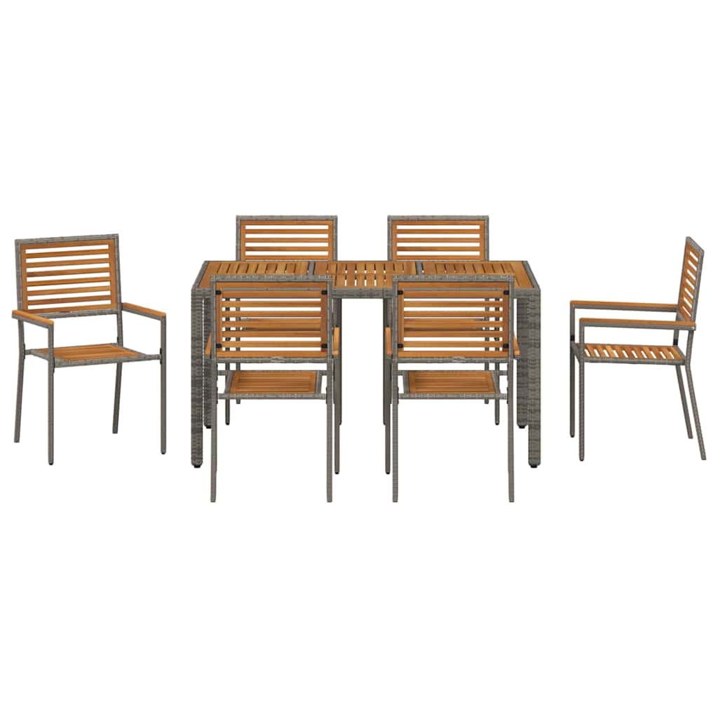 Garden Dining Set 7 pcs Grey and Brown Poly Rattan