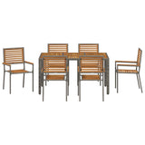 Garden Dining Set 7 pcs Grey and Brown Poly Rattan