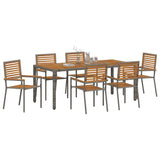 Garden Dining Set 7 pcs Grey 190 x 90 x 75 cm Poly Rattan