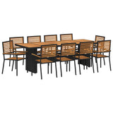 Garden Dining Set 11 pcs Black Poly Rattan