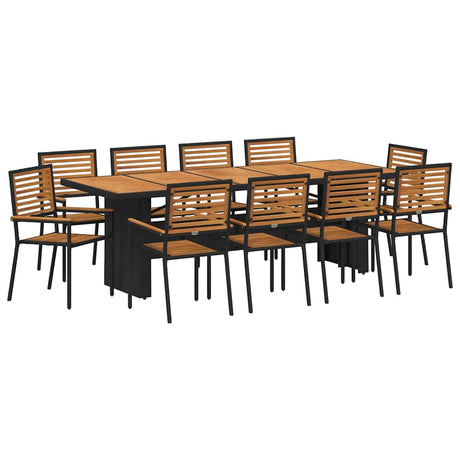 Garden Dining Set 11 pcs Black Poly Rattan