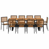 Garden Dining Set 11 pcs Black Poly Rattan